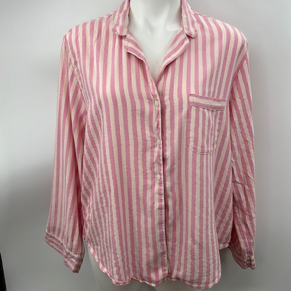 Victoria’s Secret long sleeve pink striped pajama top